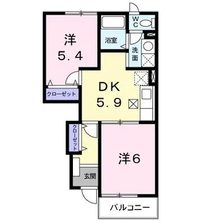 エレガンシアB【1階】の間取り