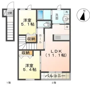 CALME BONHEUR I【2階】の間取り