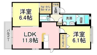 シャーメゾンHATA B棟【2階】の間取り