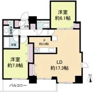 クロスレジデンス大阪新町(旧ベルファース大阪新町)【24階】の間取り