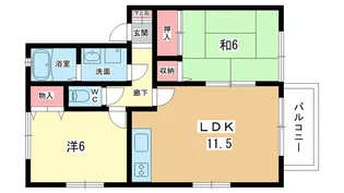 大阪府豊中市上野東2【アパート】の間取り