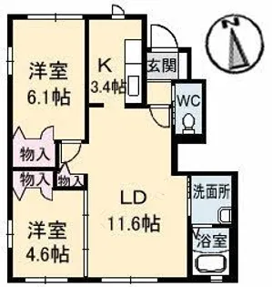 ディア ハイン B【1階】の間取り