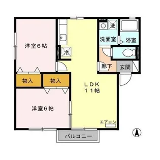 コゥジィーコート A【1階】の間取り