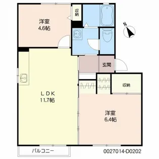 メゾン・エスポアール生駒 D棟【2階】の間取り