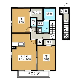 モダンコート クレシア【2階】の間取り