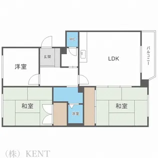 八幸ハイツ山の手【3階】の間取り