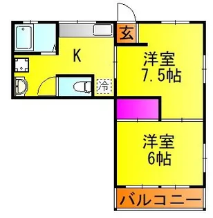 エメラルドハイツB【1階】の間取り
