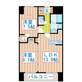 アークデュオ仙台苦竹【8階】の間取り