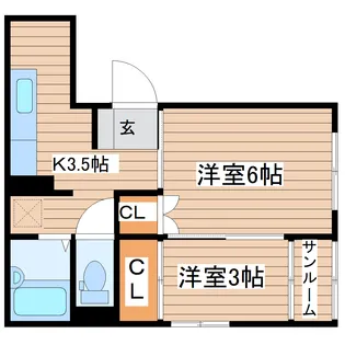 大友ハイツ【2階】の間取り