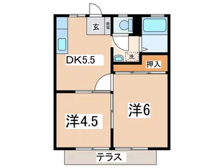 コーポ津久井IIIB【1階】の間取り