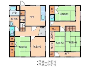 福島県いわき市平字五町目【一戸建】の間取り