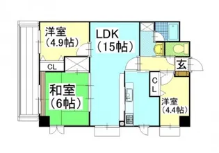 グリーンビレッジ北方【4階】の間取り