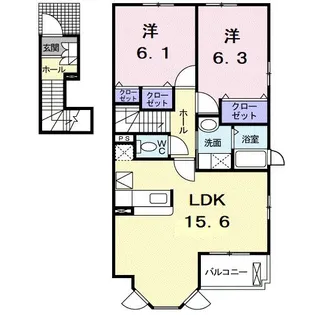 フラン・プロムナ-ドA【2階】の間取り