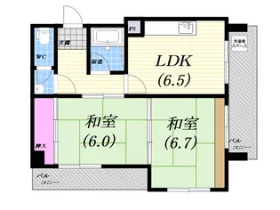 2DKの間取り画像