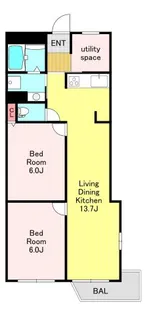 青木町ハイツ2号棟【5階】の間取り