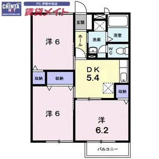 ウエストコート船江山【2階】の間取り