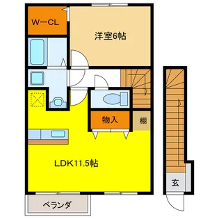 岐阜県羽島郡岐南町野中2【アパート】の間取り