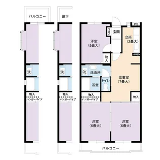 URアーバニア仲田【1階】の間取り