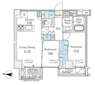アクアレジデンス錦糸町(旧ベルファース錦糸町)【4階】の間取り