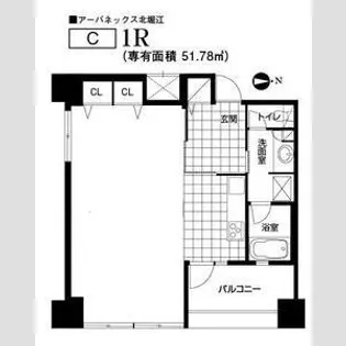 アーバネックス北堀江【4階】の間取り
