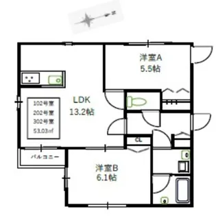 新川レジデンス【2階】の間取り