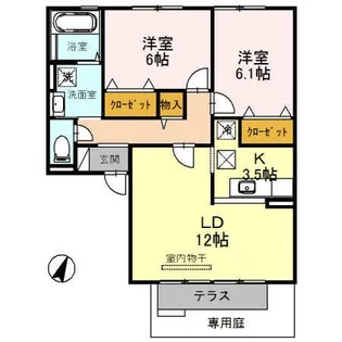 コンフォール・ヴィラ B棟【1階】の間取り