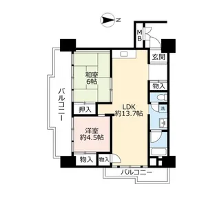 UR南港ひかりの【5階】の間取り