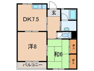 ハイフラット静徳【1階】の間取り