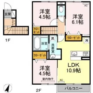 ディアコートやまが【2階】の間取り