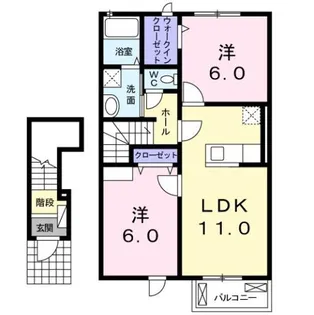 ル・リアンA【2階】の間取り