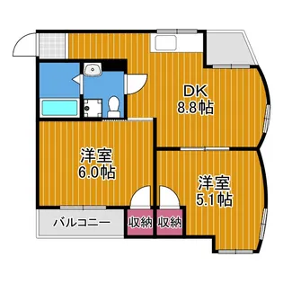 メビウス道明寺レジデンス東館【4階】の間取り