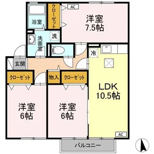 エクレール ティー B【1階】の間取り