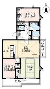 URアミティ光台【4階】の間取り