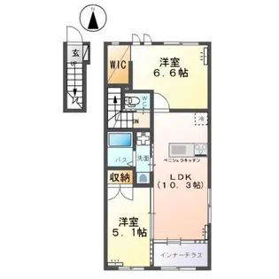 ディアコート冨士山B【2階】の間取り