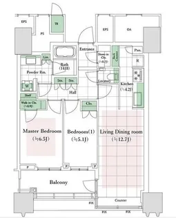 パークコート文京小石川ザ・タワー【22階】の間取り