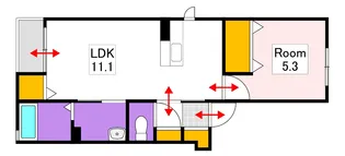 ラ・フルールプリムヴェール【1階】の間取り