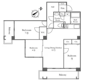東京都中央区佃2【マンション】の間取り