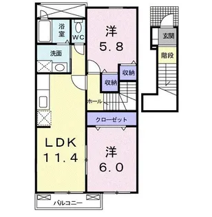 サン・フィオーレI【2階】の間取り