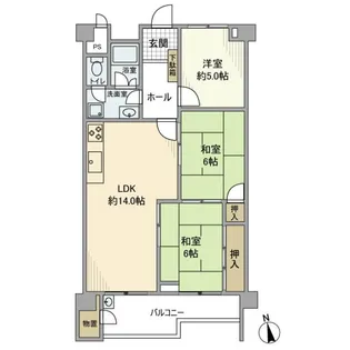 京王北野マンション【1階】の間取り