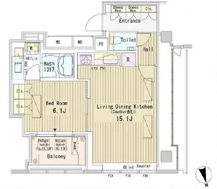 パークアクシス御成門【18階】の間取り