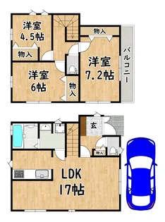 大阪府八尾市上之島町南7【一戸建】の間取り
