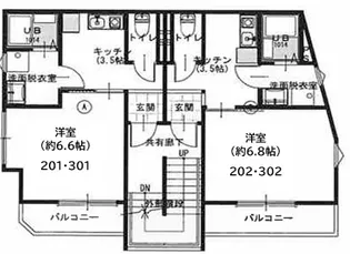 レネットメルル朝日町【2階】の間取り