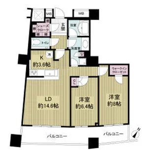 ザ・タワー大阪【26階】の間取り