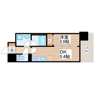 デュオフラッツ仙台木町通リネア【6階】の間取り