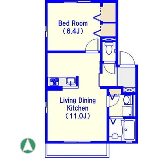 CRESCASA弐番館【1階】の間取り
