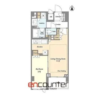 LIBR GRANT 四谷三丁目【5階】の間取り