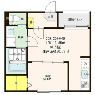 プレミアムテラス松葉町【2階】の間取り