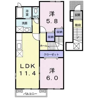 フィ-ルドインビレッジB【2階】の間取り