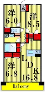 ロイヤルパークス西新井【3階】の間取り