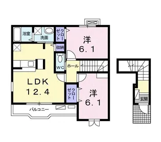 エアリー・カレントII 2LDK【2階】の間取り